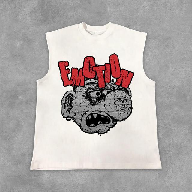 Vintage Cartoon Monster Graphic Print Cotton Tank Top Product Image