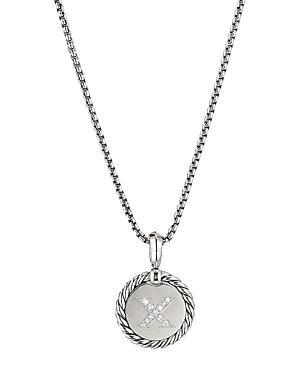 Womens M Initial Charm Necklace in Sterling Silver Product Image