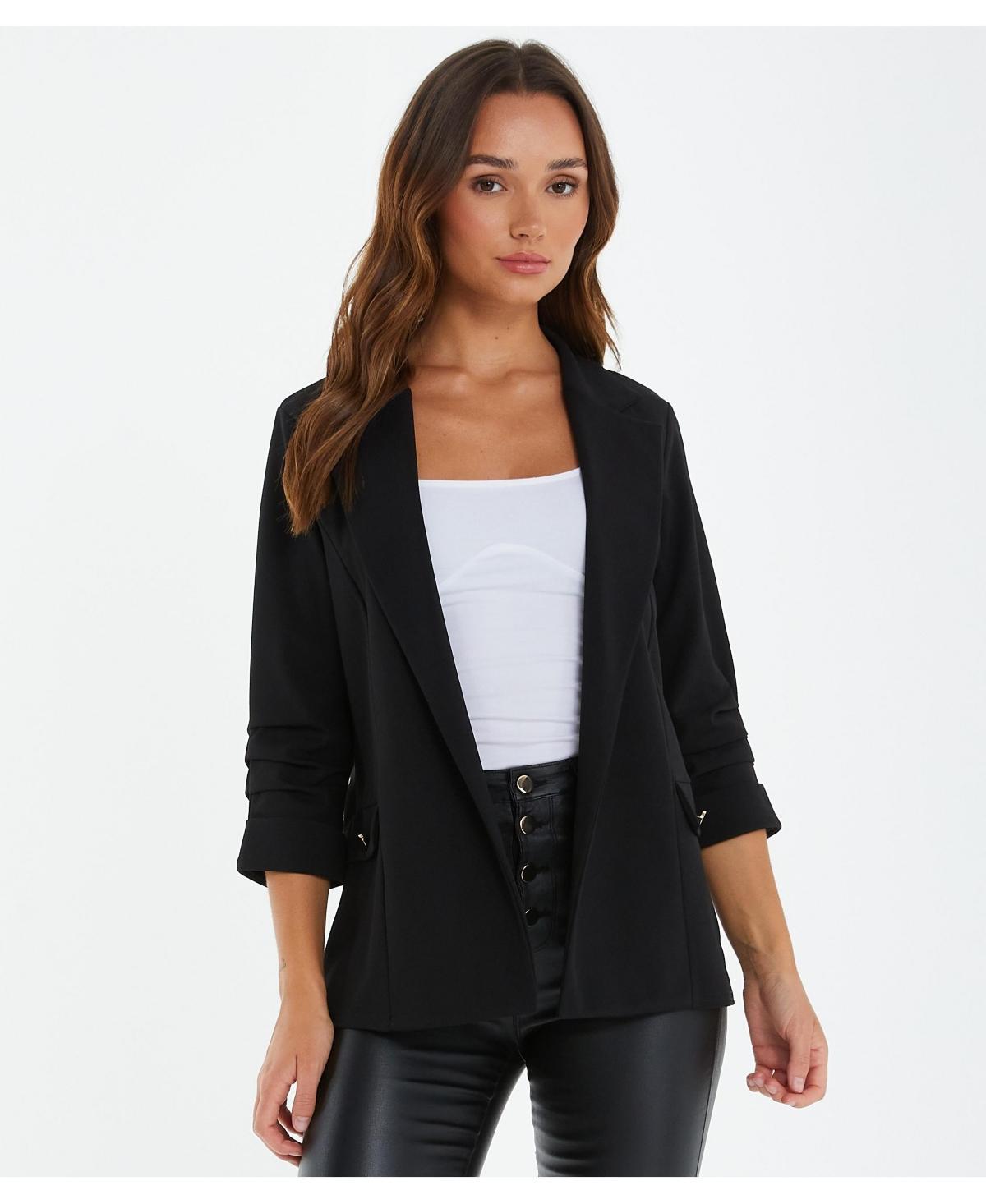 Quiz Womens Scuba Crepe Blazer With Gold Buttons Product Image