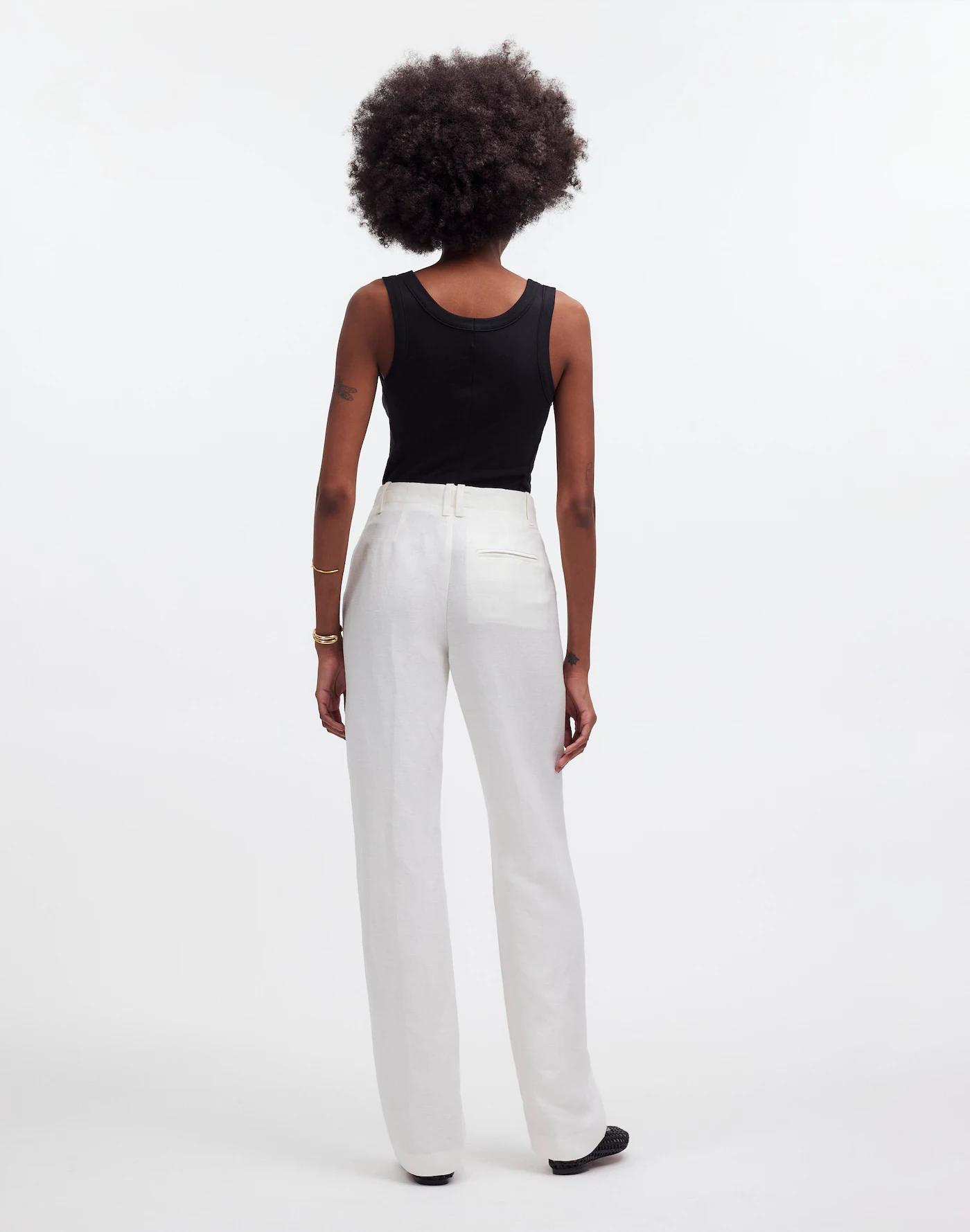 Mid-Rise Straight Pants in Linen Blend Product Image