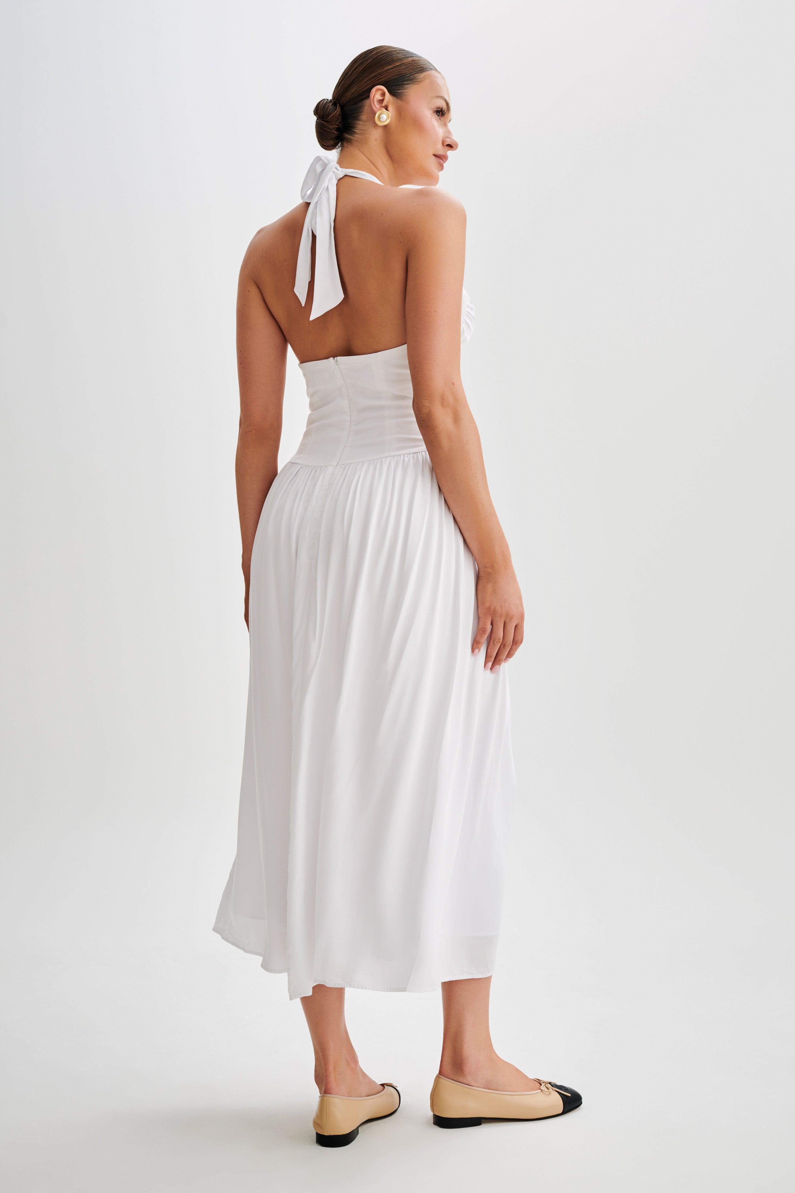 Harriette Halter Midi Dress - White Product Image