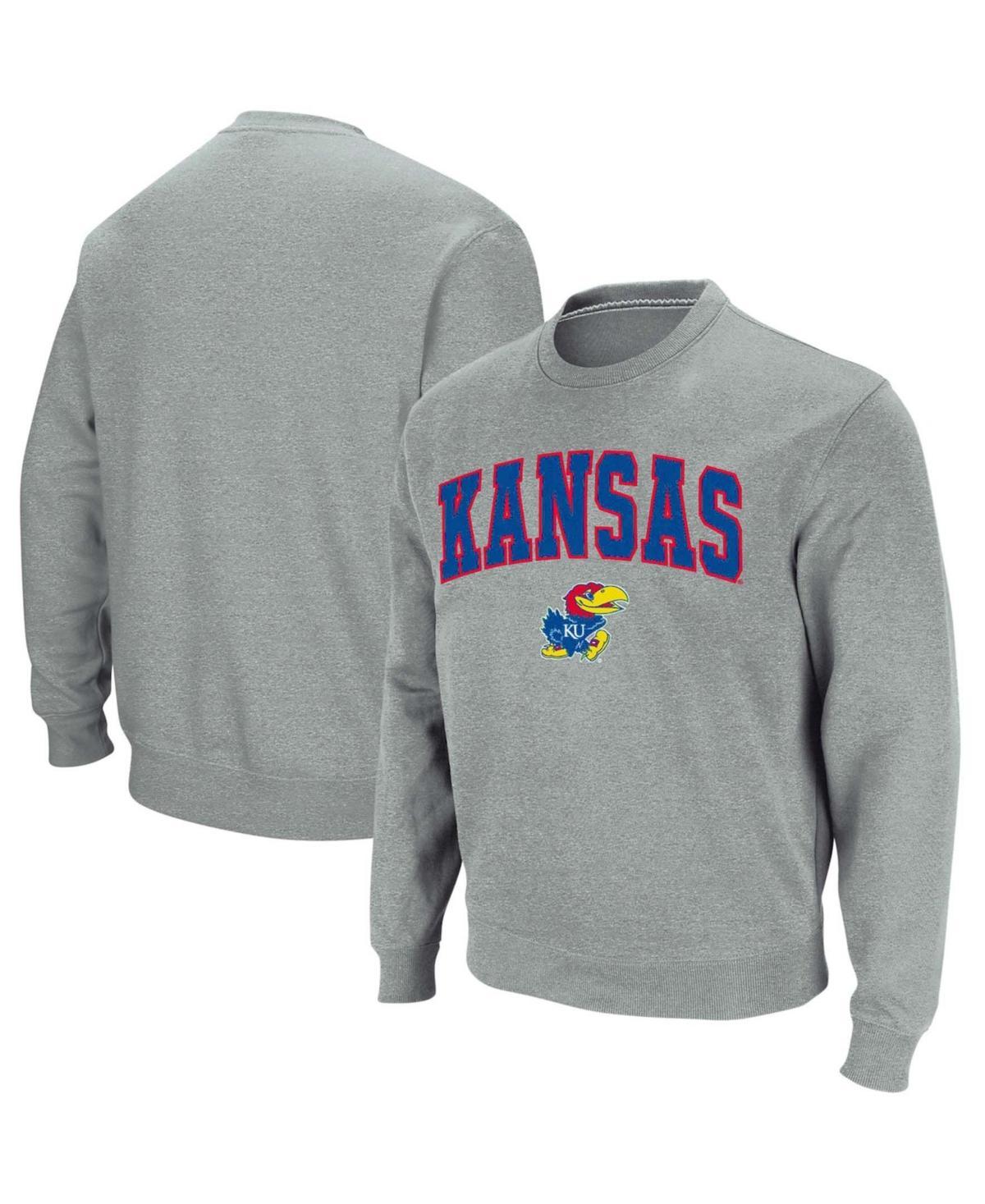 Mens Colosseum Kansas Jayhawks Arch & Logo Crew Neck Sweatshirt Product Image