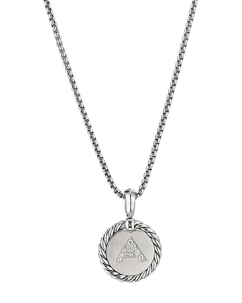 Womens M Initial Charm Necklace in Sterling Silver Product Image