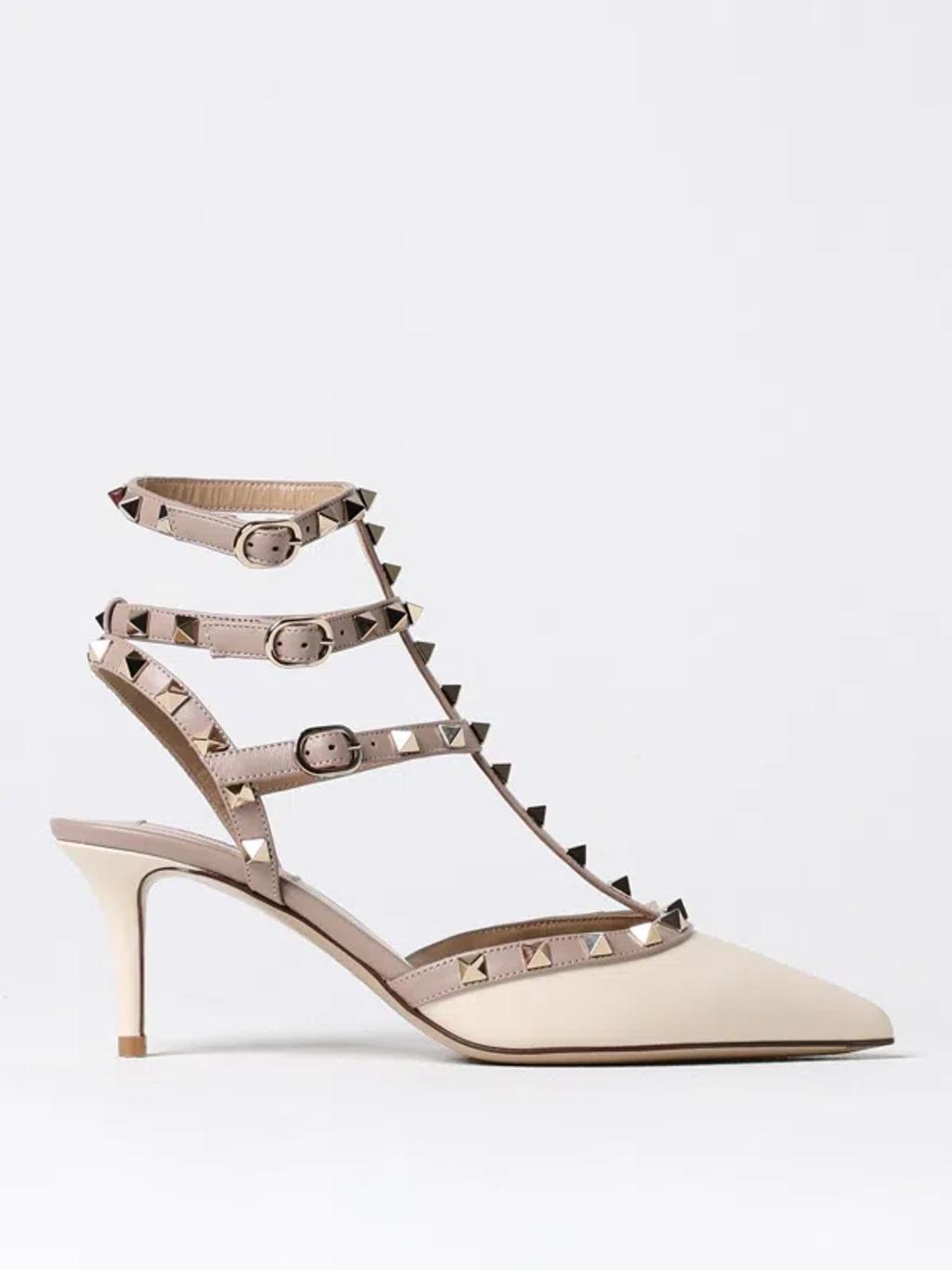 VALENTINO GARAVANI 65mm Rockstud Patent Leather Pumps In Ivory Product Image