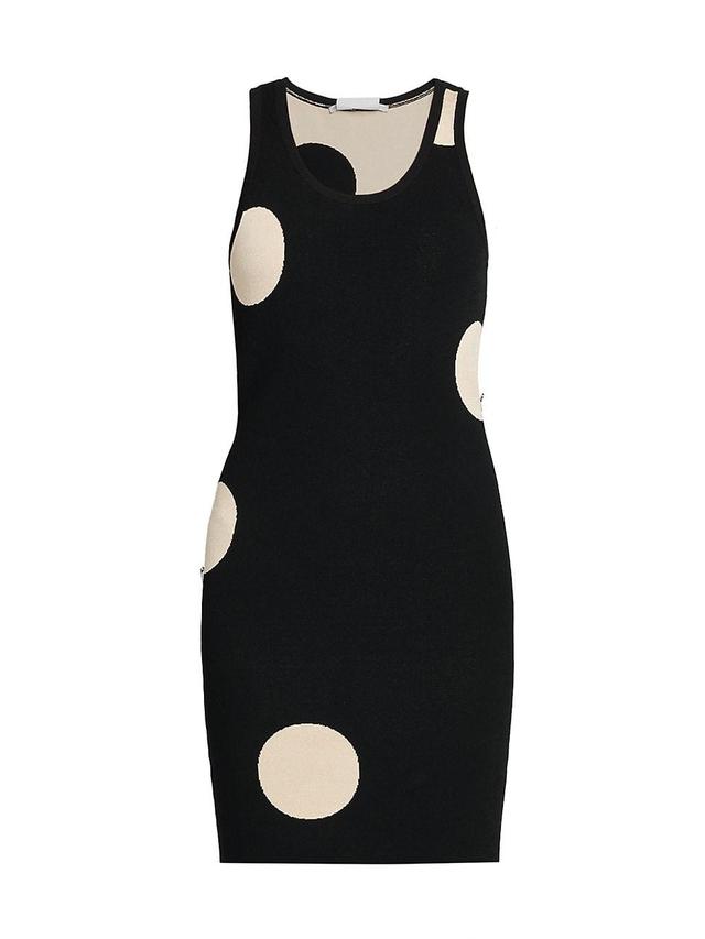 Womens Polka-Dot Knit Minidress Product Image