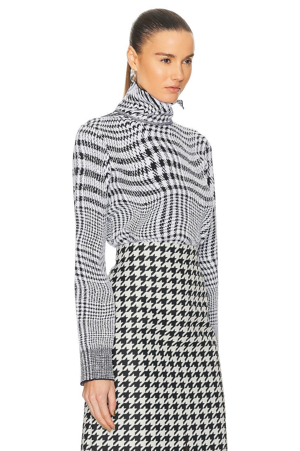 burberry Warped Houndstooth Check Wool Blend Turtleneck Sweater Product Image