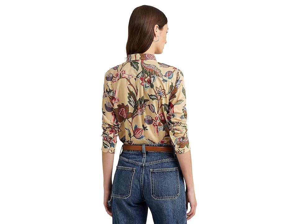 LAUREN Ralph Lauren Floral Cotton Voile Shirt (Cream ) Women's Clothing Product Image