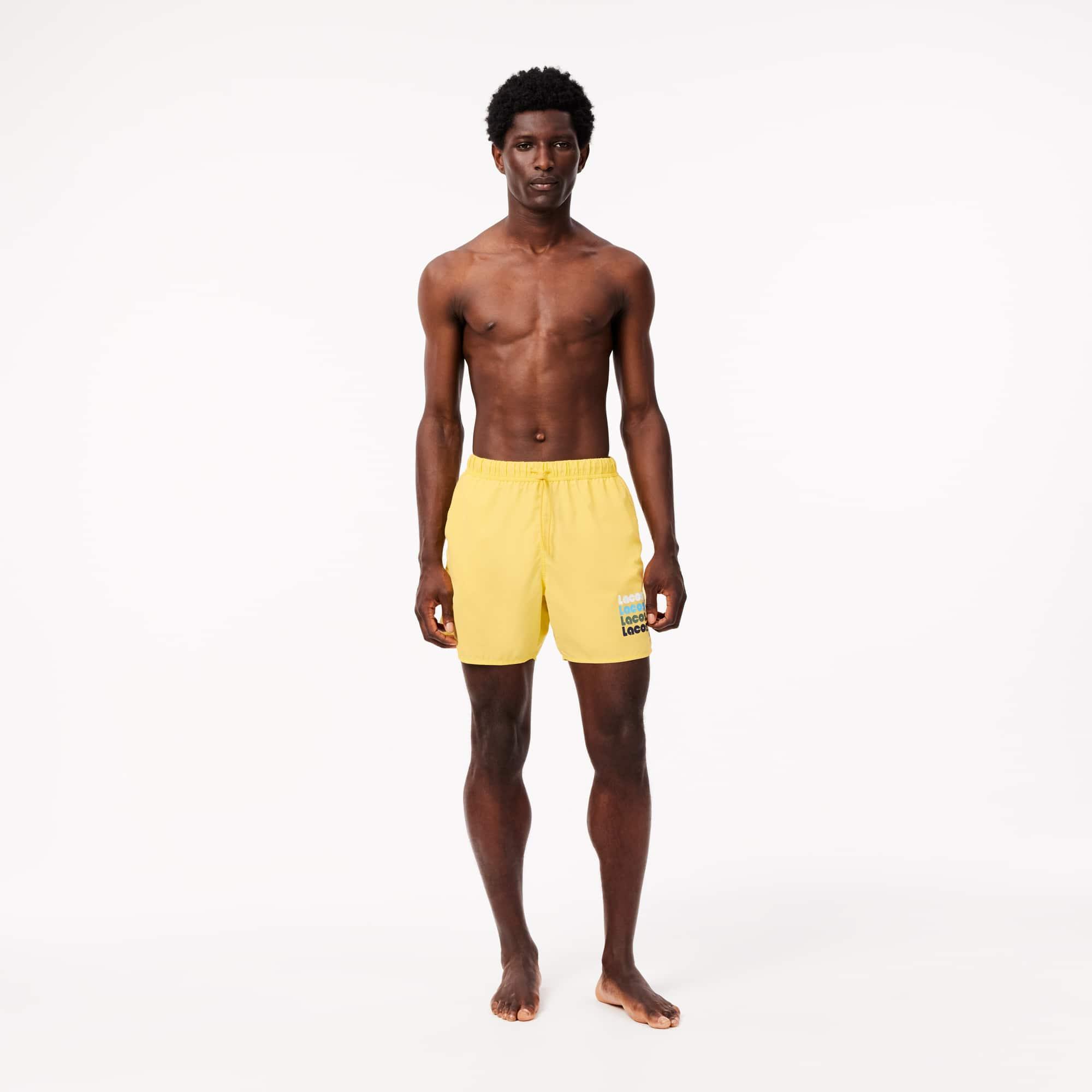 Mid Length Washed Effect Swim Trunks Product Image