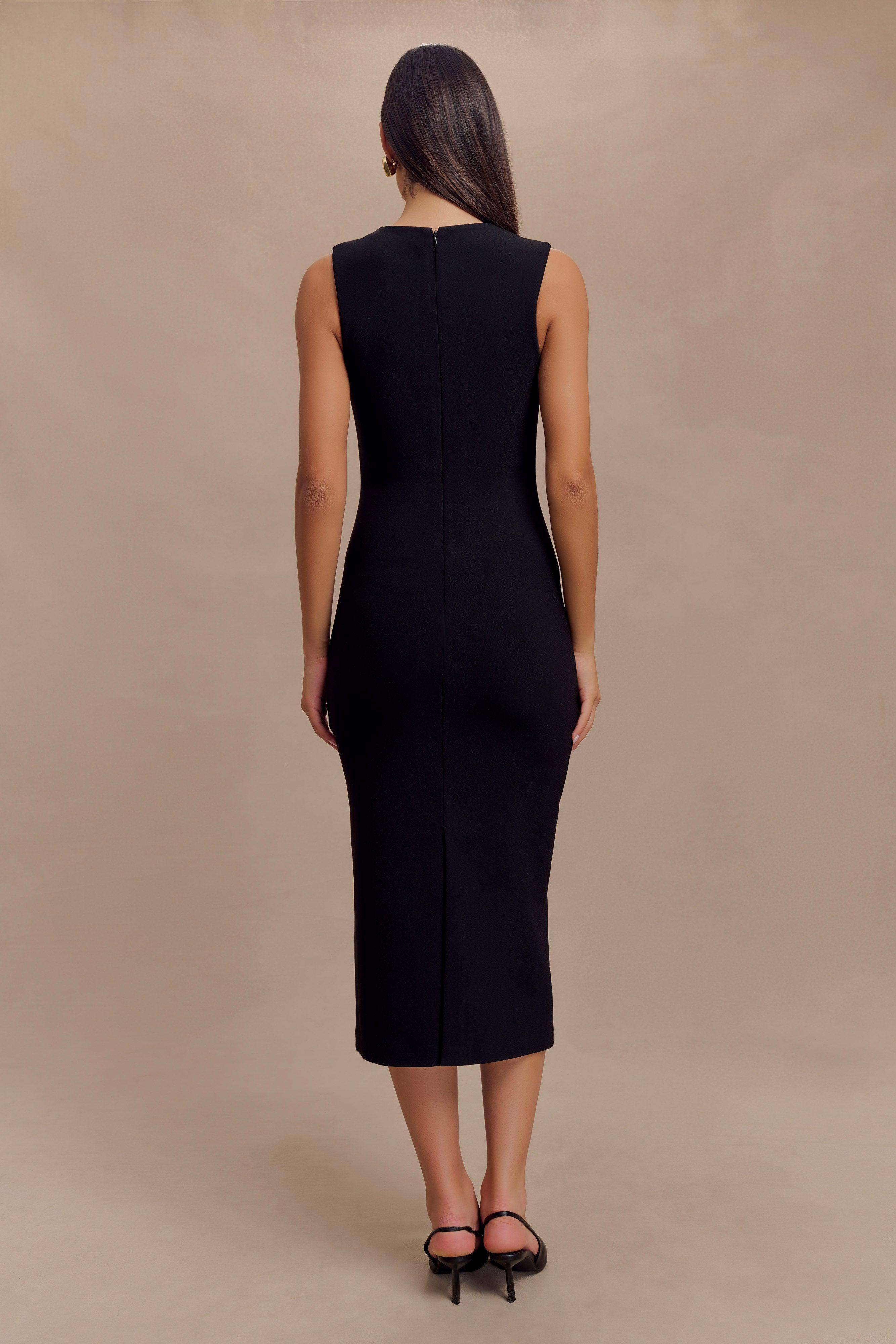 Frida Crepe Midi Dress - Black Product Image