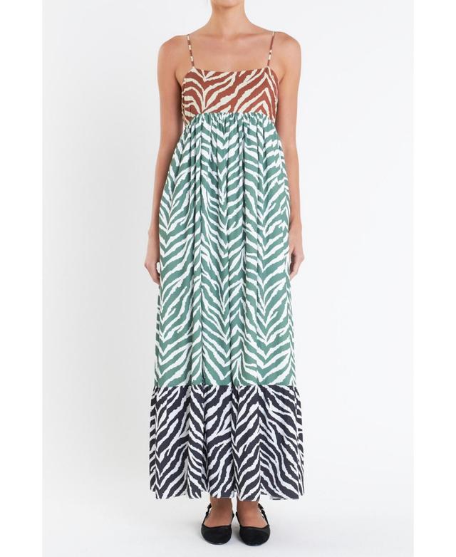 English Factory Womens Zebra Print Colorblocked Maxi Dress Product Image