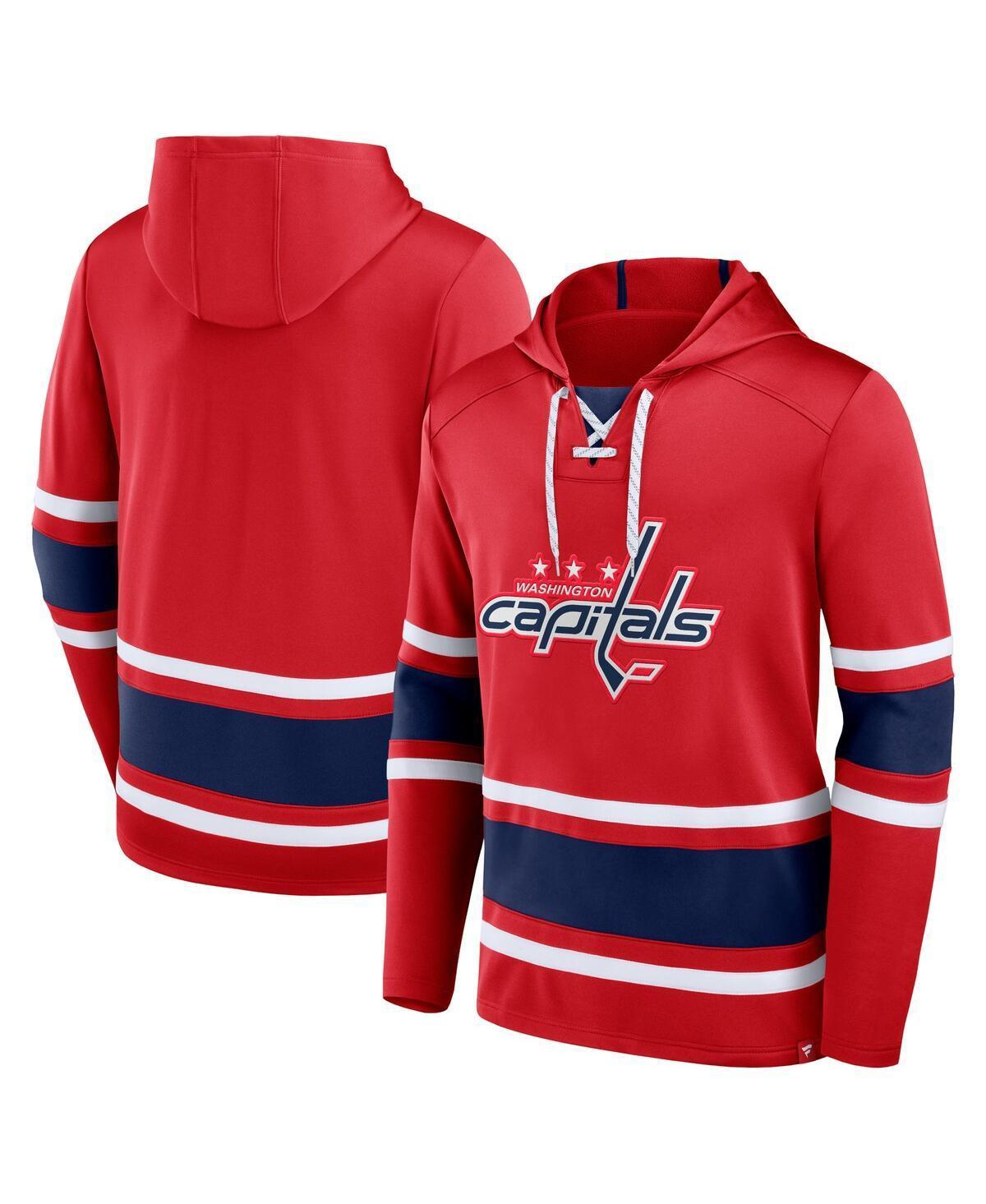 Mens Fanatics Red Washington Capitals Puck Deep Lace-Up Pullover Hoodie Product Image