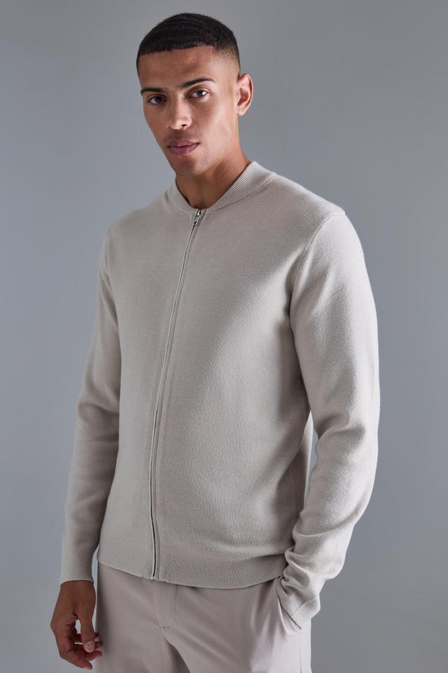 Regular Fit Knitted Bomber | boohooMAN USA Product Image