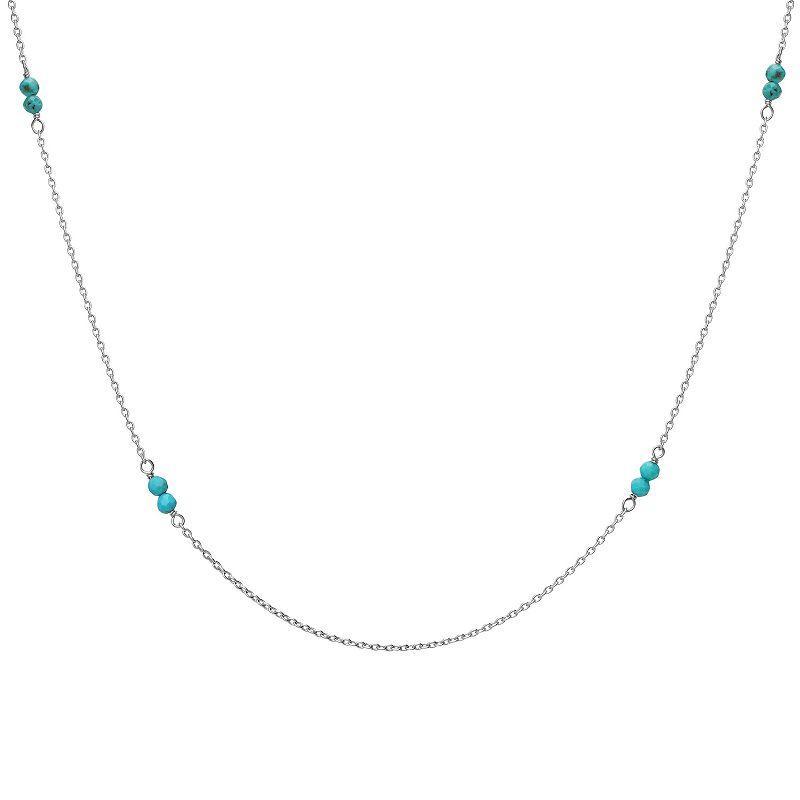 Gemistry Sterling Silver Gemstone Bead Station Necklace, Womens Product Image