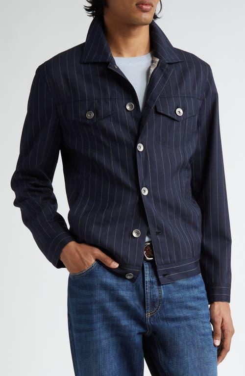 Mens Virgin Wool Chalk Stripe Four Pocket Jacket Product Image