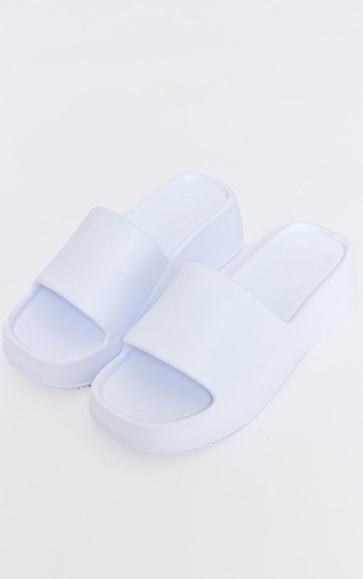 White Round Toe Rubber Sole Platform Slides Product Image