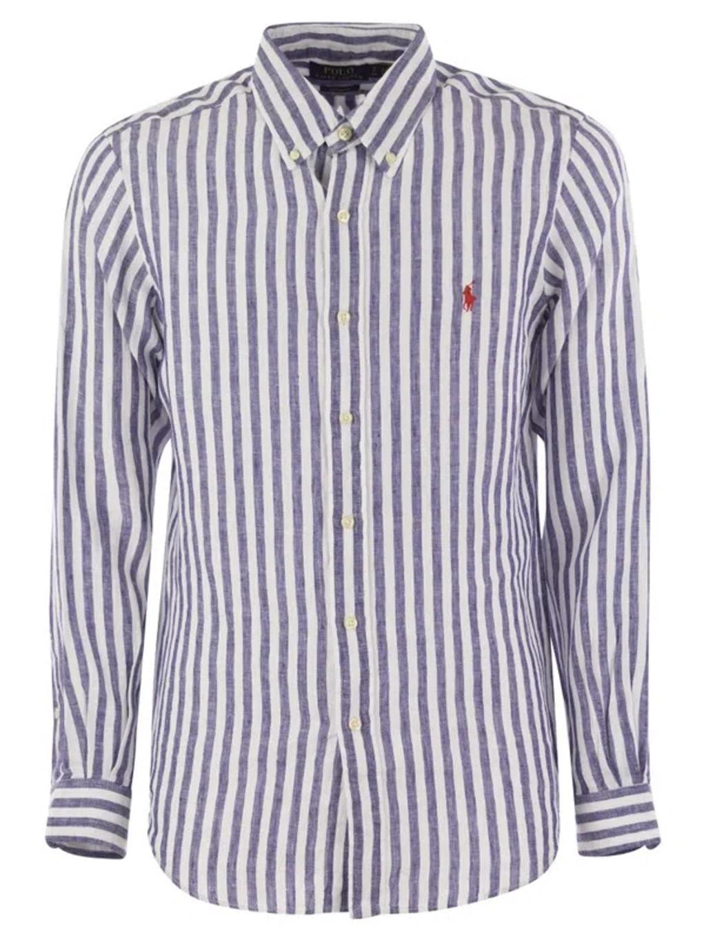 Logo Embroidered Striped Shirt In Multi Product Image