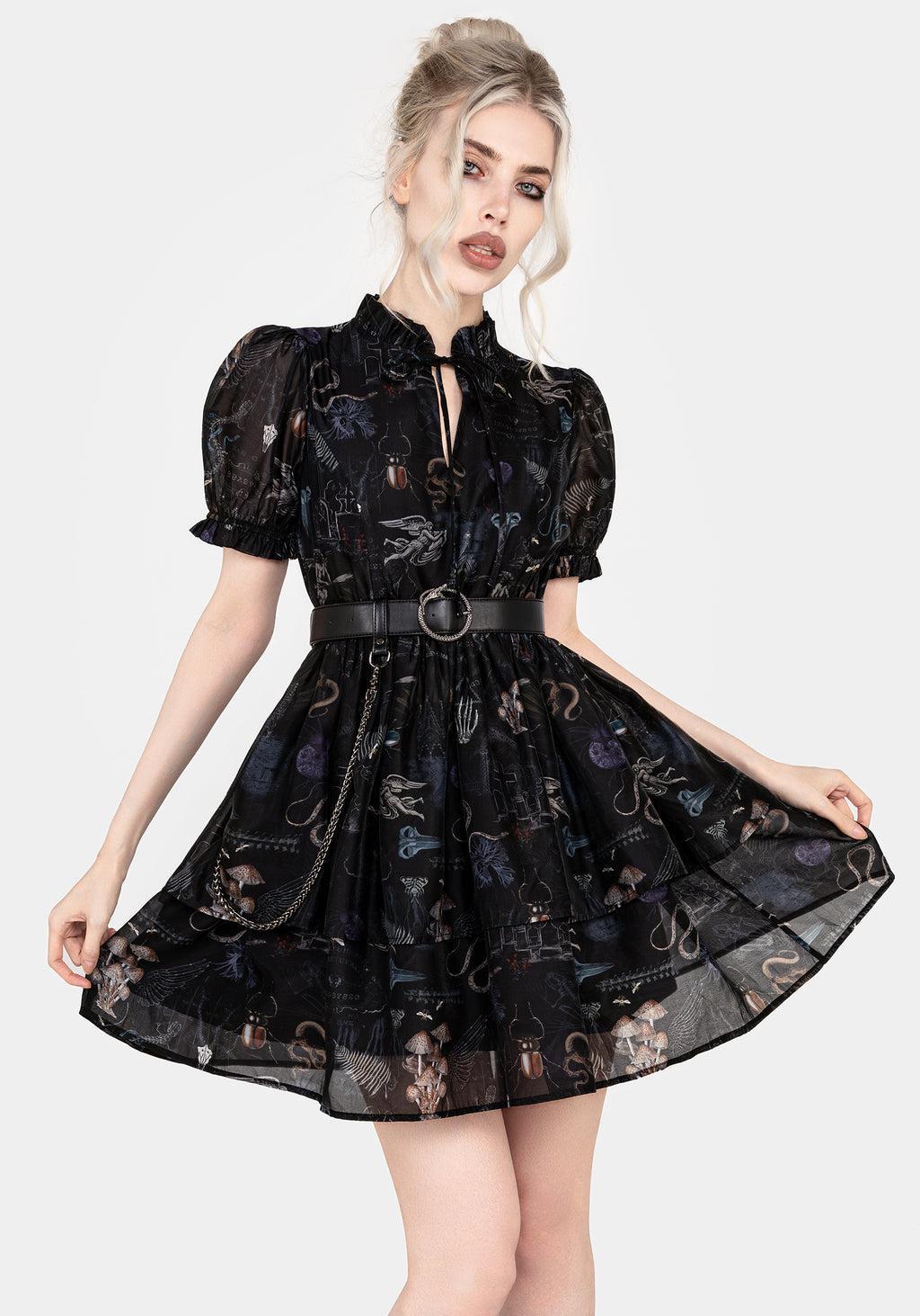 Maudeline Victoriana Print Layered Organza Mini Dress Product Image