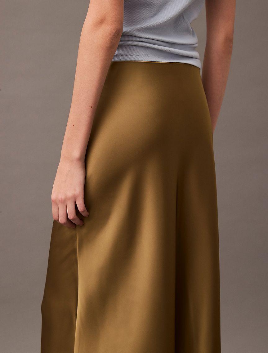 Stretch Satin Midi Skirt Product Image