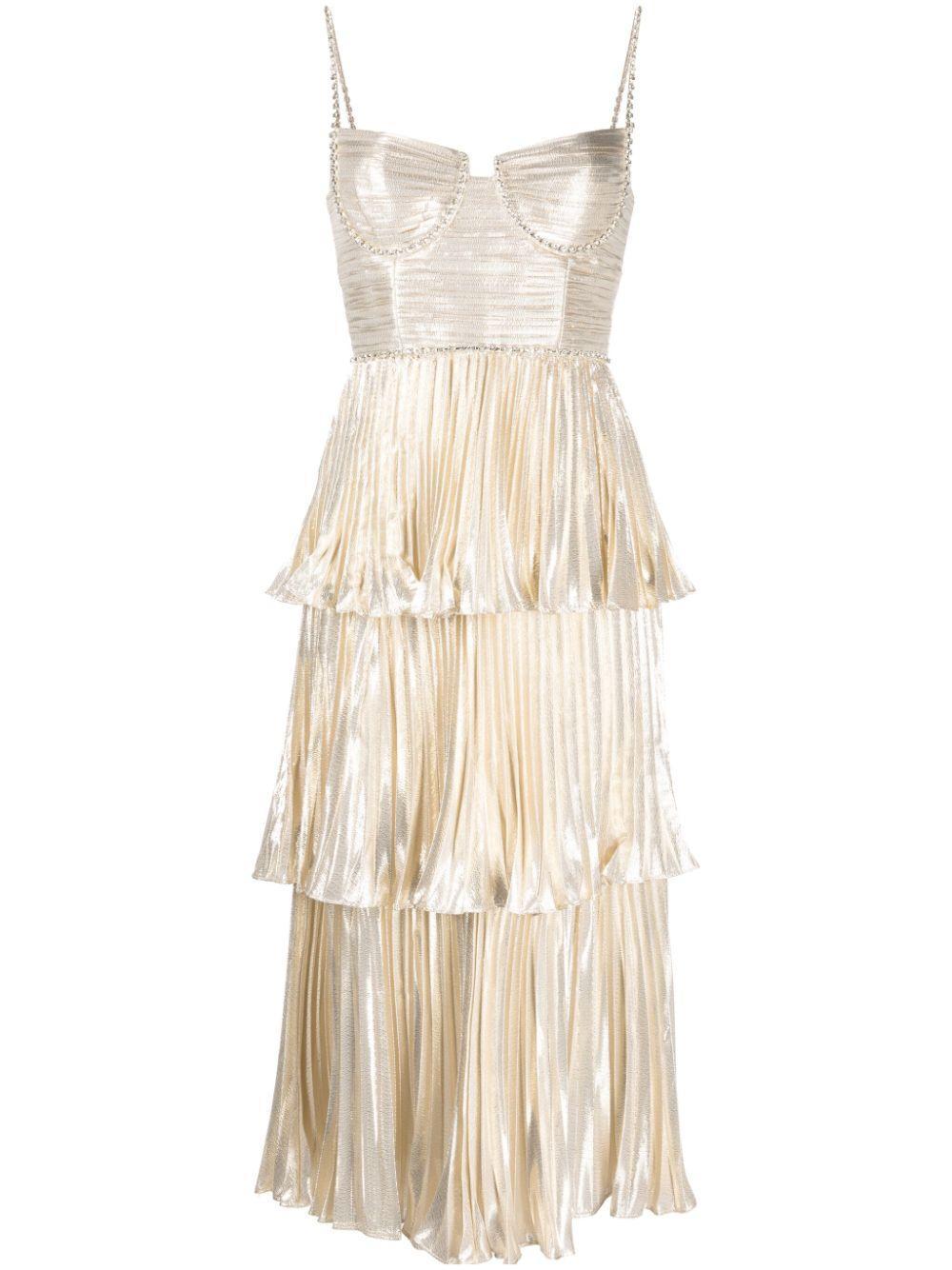 metallic tiered midi dress Product Image