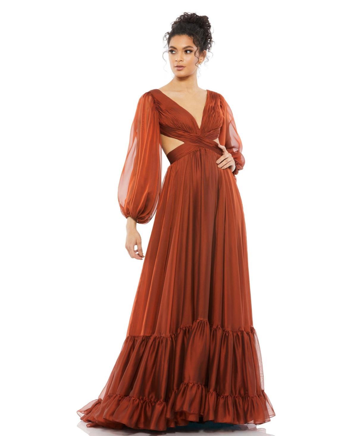 Womens Chiffon Cut-Out Gown Product Image