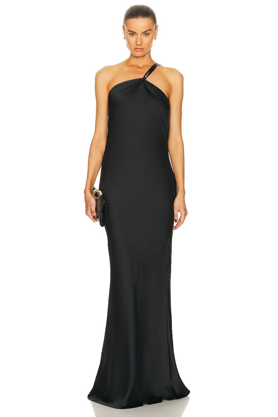 Norma Kamali One Shoulder Bias Gown in Black - Black. Size S (also in XS, M, L, XL). Product Image