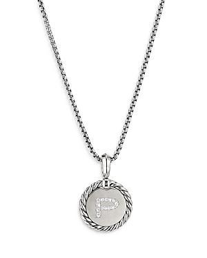 Womens M Initial Charm Necklace in Sterling Silver Product Image