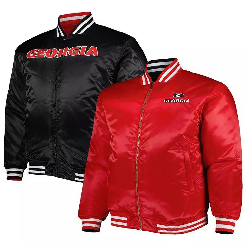 Mens Red Georgia Bulldogs Big & Tall Reversible Satin Full-Zip Jacket Product Image