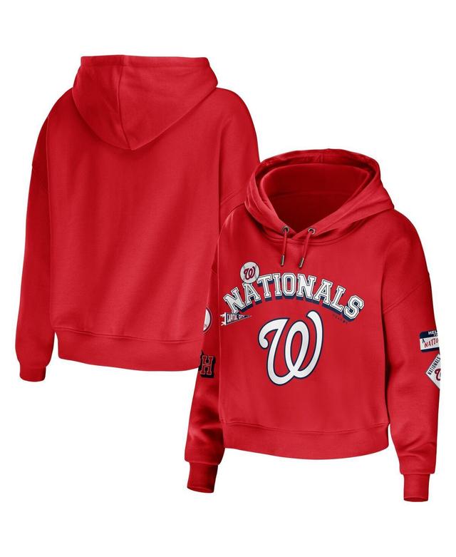 Womens Wear by Erin Andrews Red Washington Nationals Modest Patches Cropped Pullover Hoodie Product Image