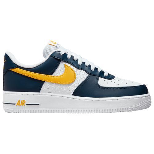 Nike Mens Nike Air Force 1 Low FLC - Mens Shoes Yellow/White/Navy Product Image