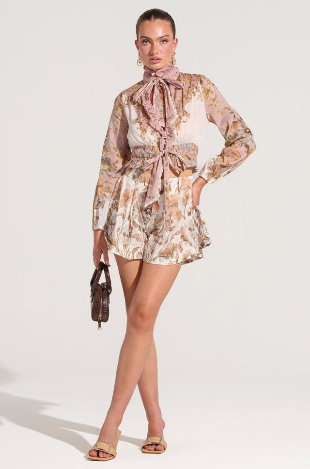 LUCID DREAMS FLORAL TIE NECK BLOUSE Product Image