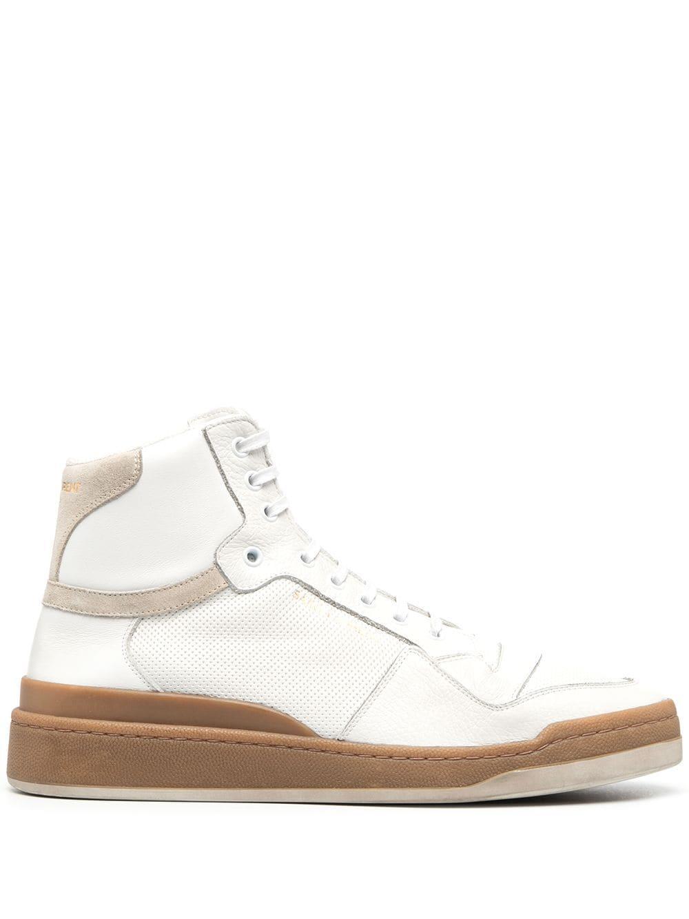 Sl24 Mid-top Sneakers In Leather And Suede In White Product Image