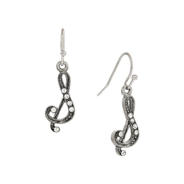 1928 Silver Tone Crystal Initial Drop Earrings, Womens, White Product Image