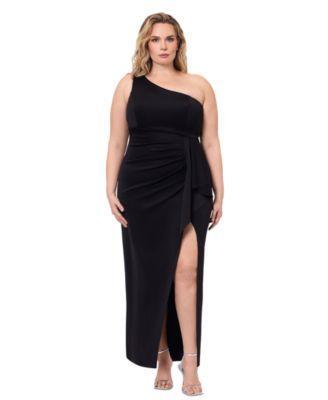 Plus Size One-Shoulder Long Ruffle Dress  Product Image