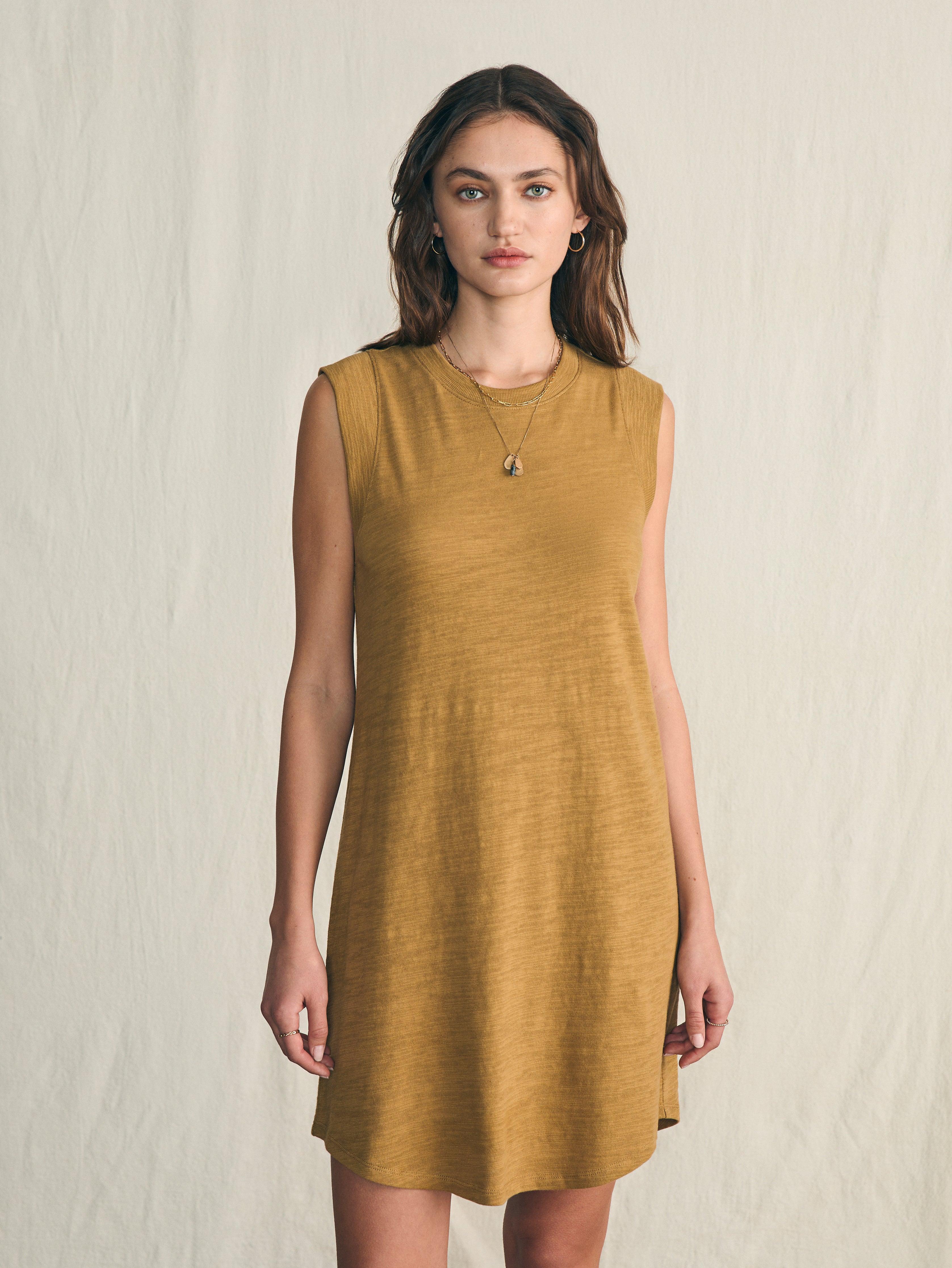 Sunwashed Slub Muscle Dress - Antique Bronze Female Product Image