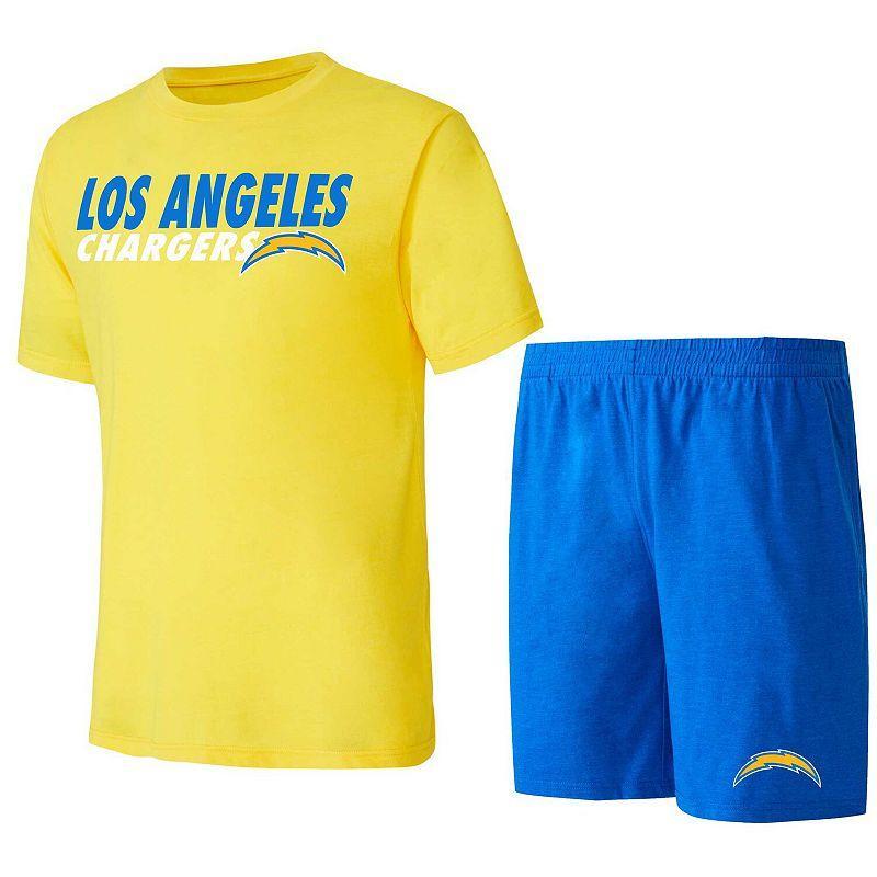 Mens Concepts Sport Powder Blue/Gold Los Angeles Chargers Meter T-Shirt & Shorts Sleep Set Product Image