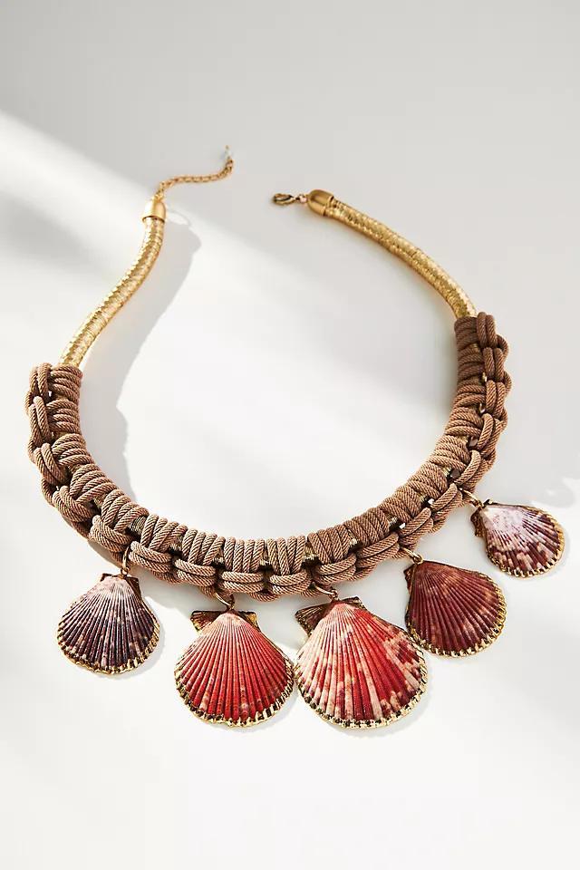 Shell Pendant Knotted Collar Necklace Product Image