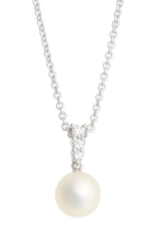 Womens Morning Dew 8MM Cultured Akoya Pearl & Diamond Pendant Necklace Product Image