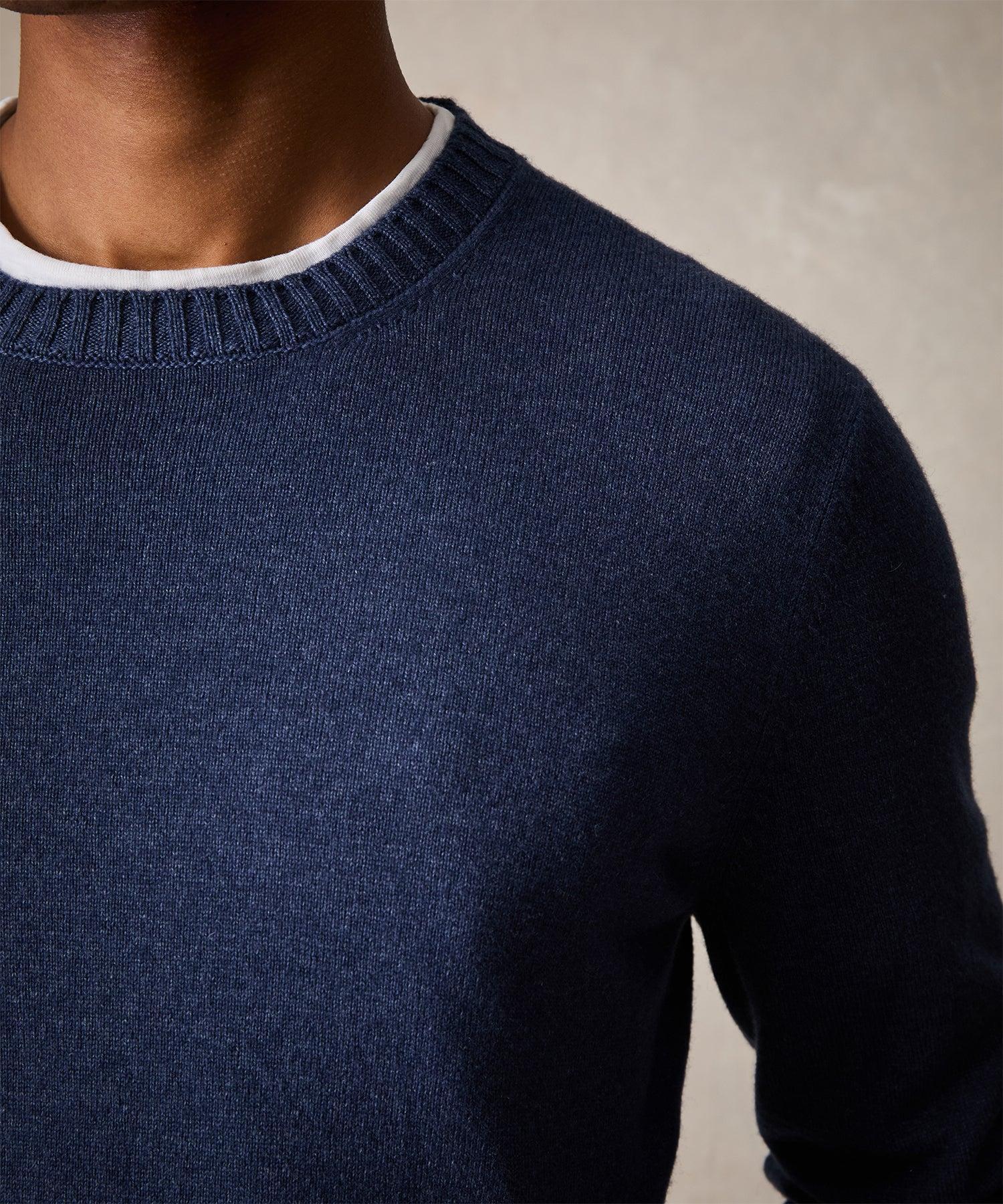 Italian Garment Dyed Wool Cashmere Crewneck Sweater in Navy Product Image