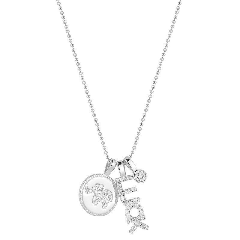 Sunkissed Sterling Cubic Zirconia Lucky Charm Pendant Necklace, Womens Silver Tone Product Image