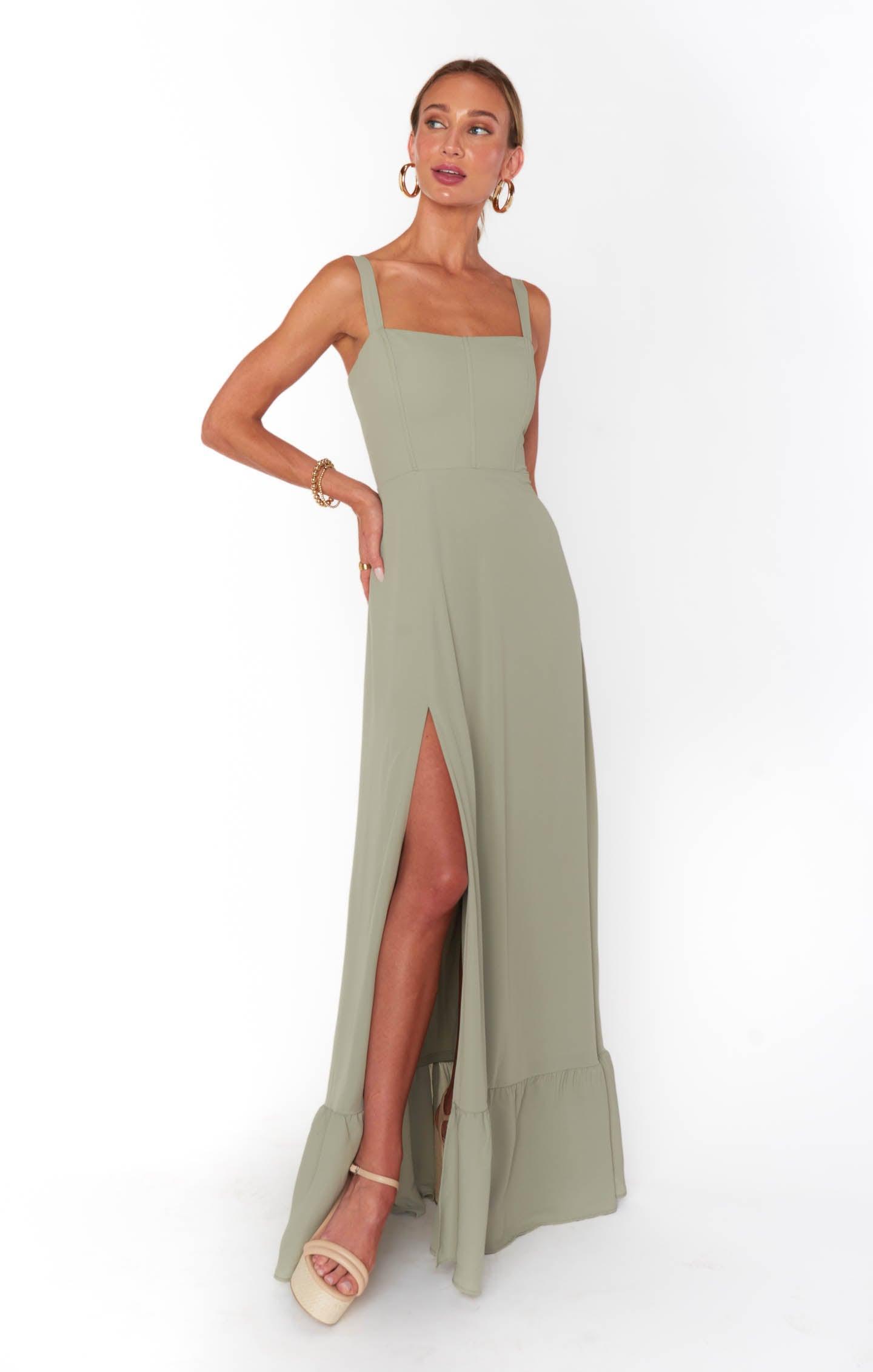 Clarissa Corset Dress ~ Moss Green Crisp Product Image