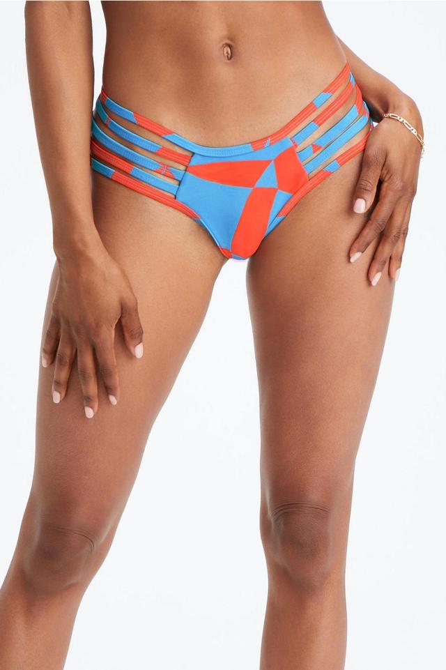 Fabletics High-Waisted Strappy Bikini Bottom Womens Floral Geo Size XS Product Image