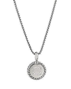 Womens M Initial Charm Necklace in Sterling Silver Product Image