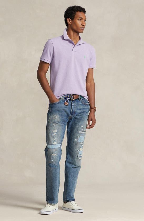 Cotton Mesh Custom Slim Fit Polo Shirt In Pastel Purple Heather Product Image