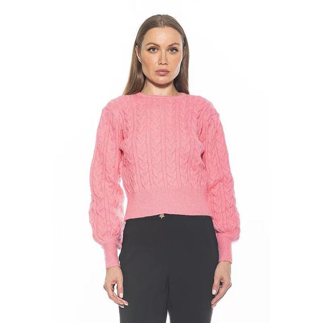 Womens ALEXIA ADMOR Berli Crewneck Bubble Sleeve Cable Knit Sweater Product Image