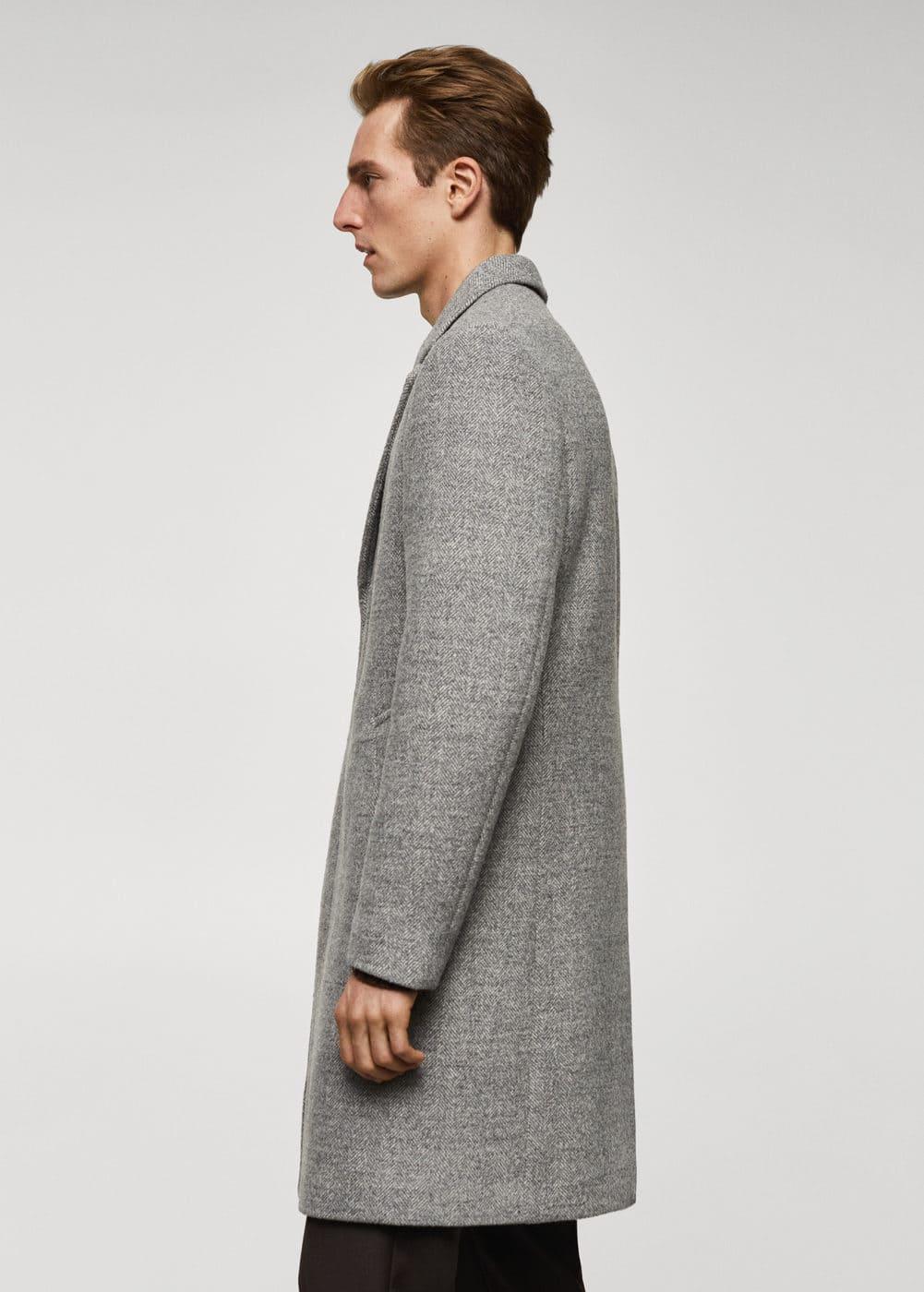 MANGO MAN - Herringbone pattern wool coat medium heather greyMen Product Image