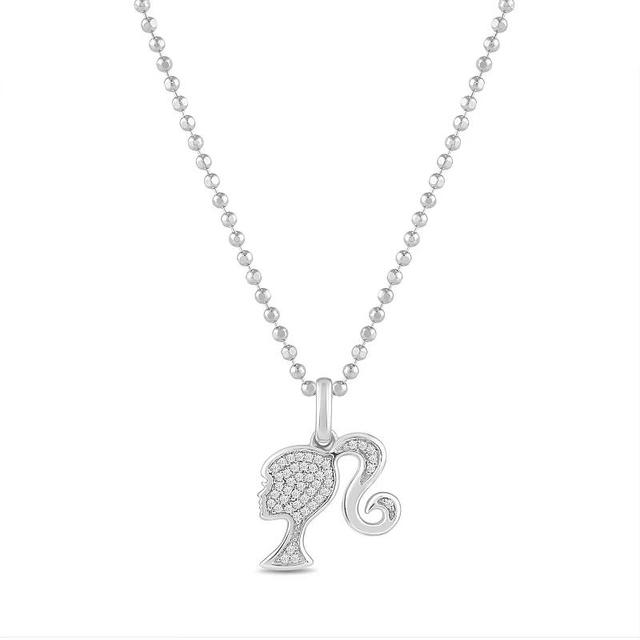 Barbie Sterling Silver 1/10 Carat T.W. Diamond Silhouette Necklace, Womens Product Image