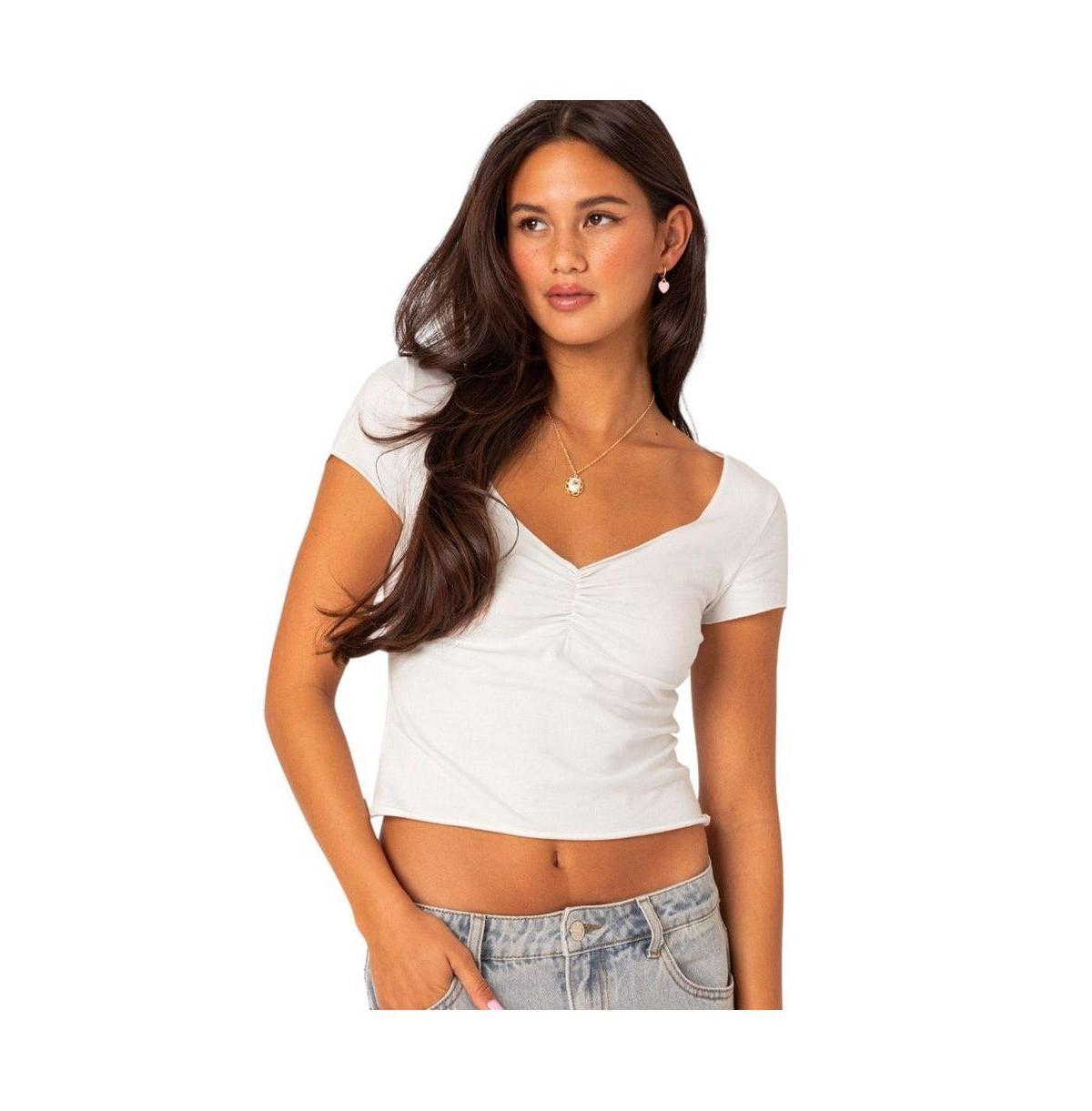 Edikted Womens Ava V Neck Ruched Top Product Image