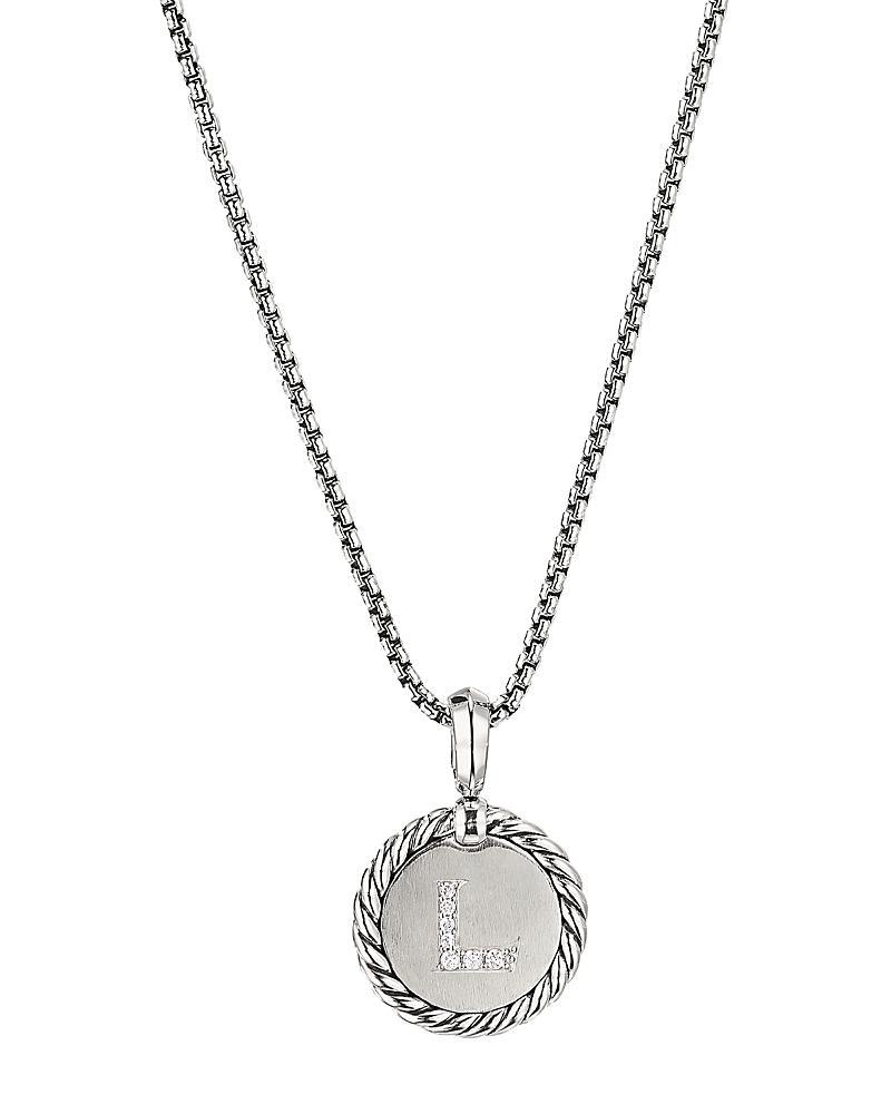 Womens M Initial Charm Necklace in Sterling Silver Product Image