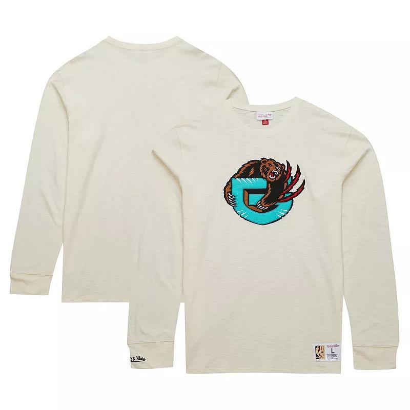 Mens Mitchell & Ness Cream Vancouver Grizzlies Hardwood Classics Vintage Long Sleeve T-Shirt Product Image