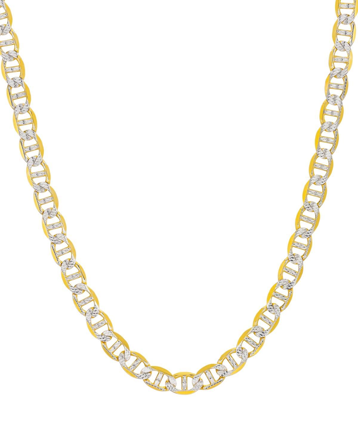 Mens Two-Tone Diamond Cut Mariner Link 24 Chain Necklace in Sterling Silver & 14k Gold-Plate Product Image